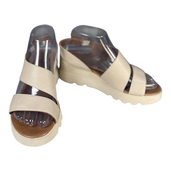 Bueno Women’s Gianna Beige Leather Wedge Sandals Size-37 (7) - Picture 2 of 9